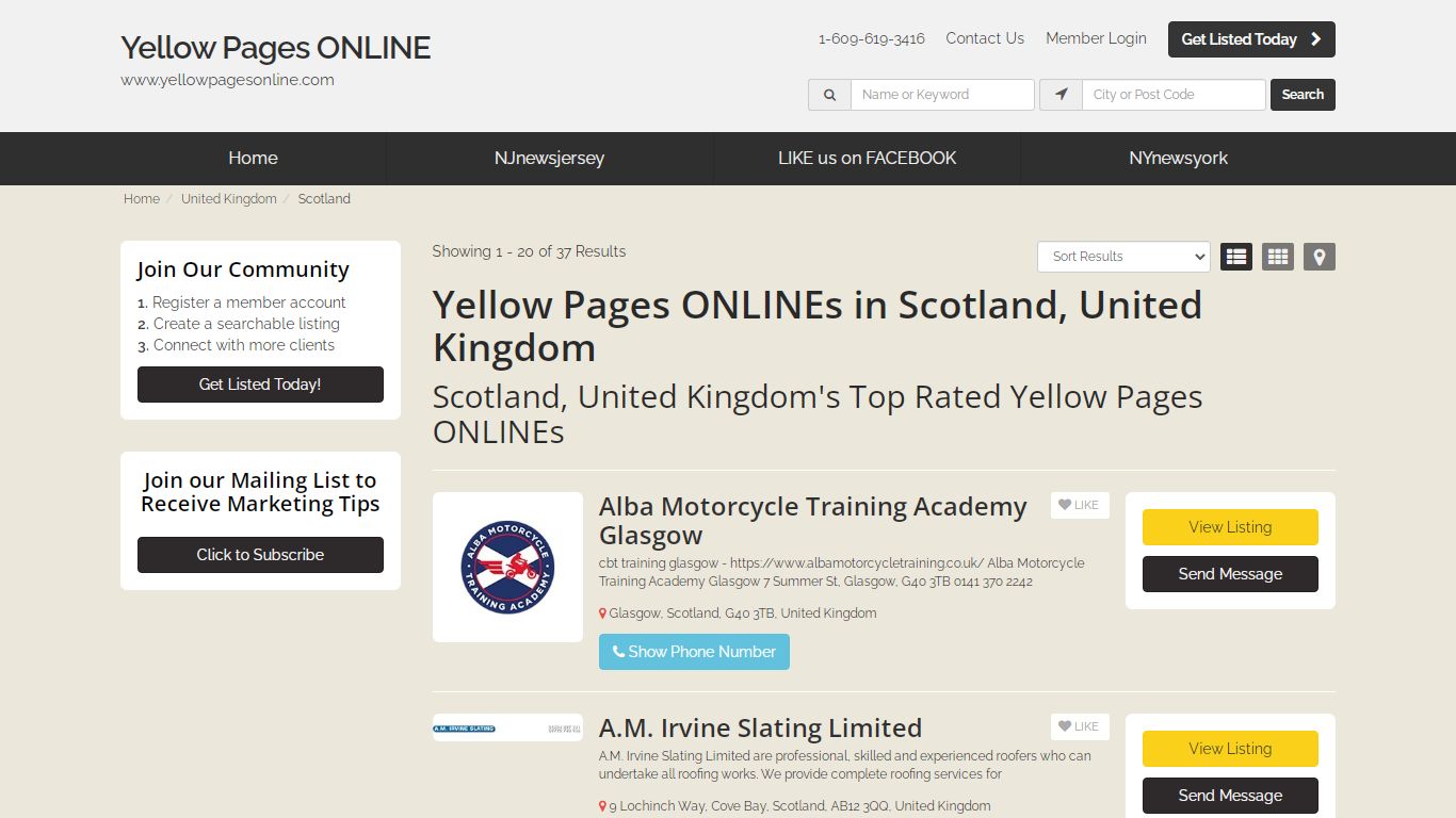Yellow Pages ONLINEs in Scotland, United Kingdom